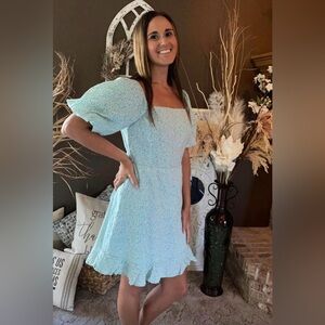 Square Neck Floral Mini Dress